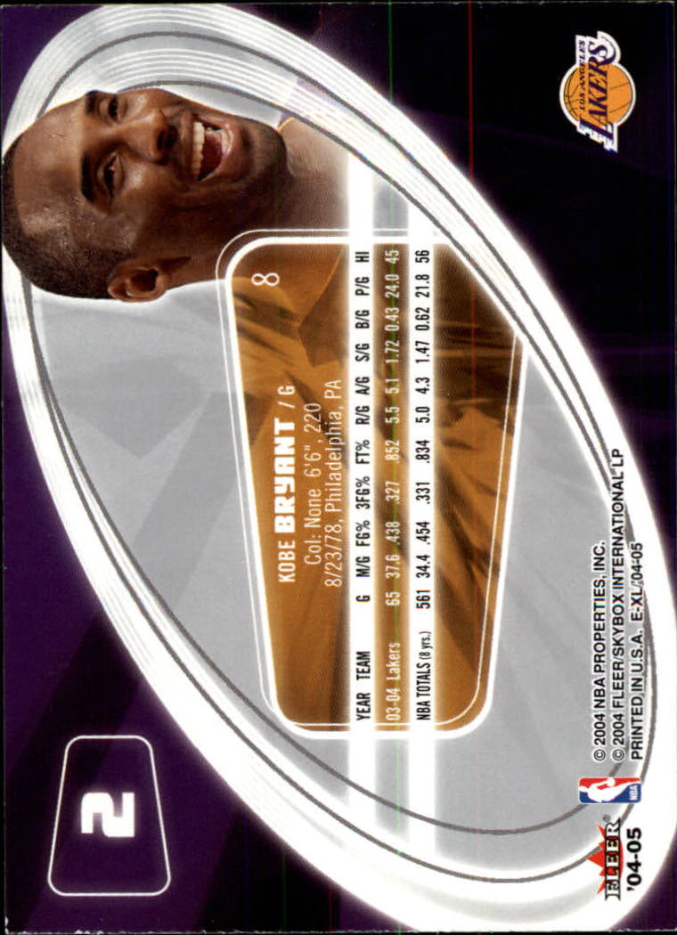 2004-05 E-XL #2 Kobe Bryant back image