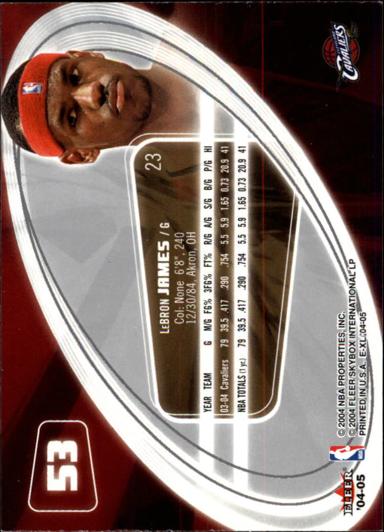 2004-05 E-XL #53 LeBron James back image