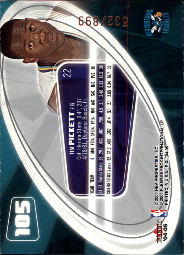 2004-05 E-XL #105 Tim Pickett RC