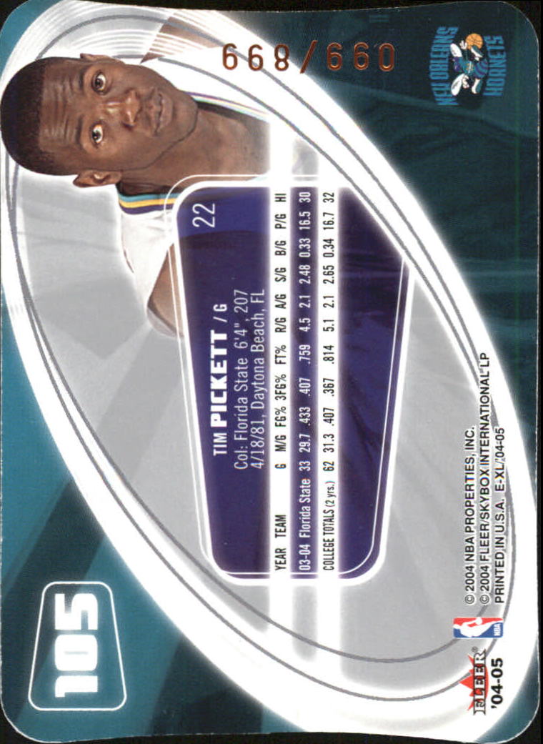 2004-05 E-XL Rookies Die Cuts #105 Tim Pickett