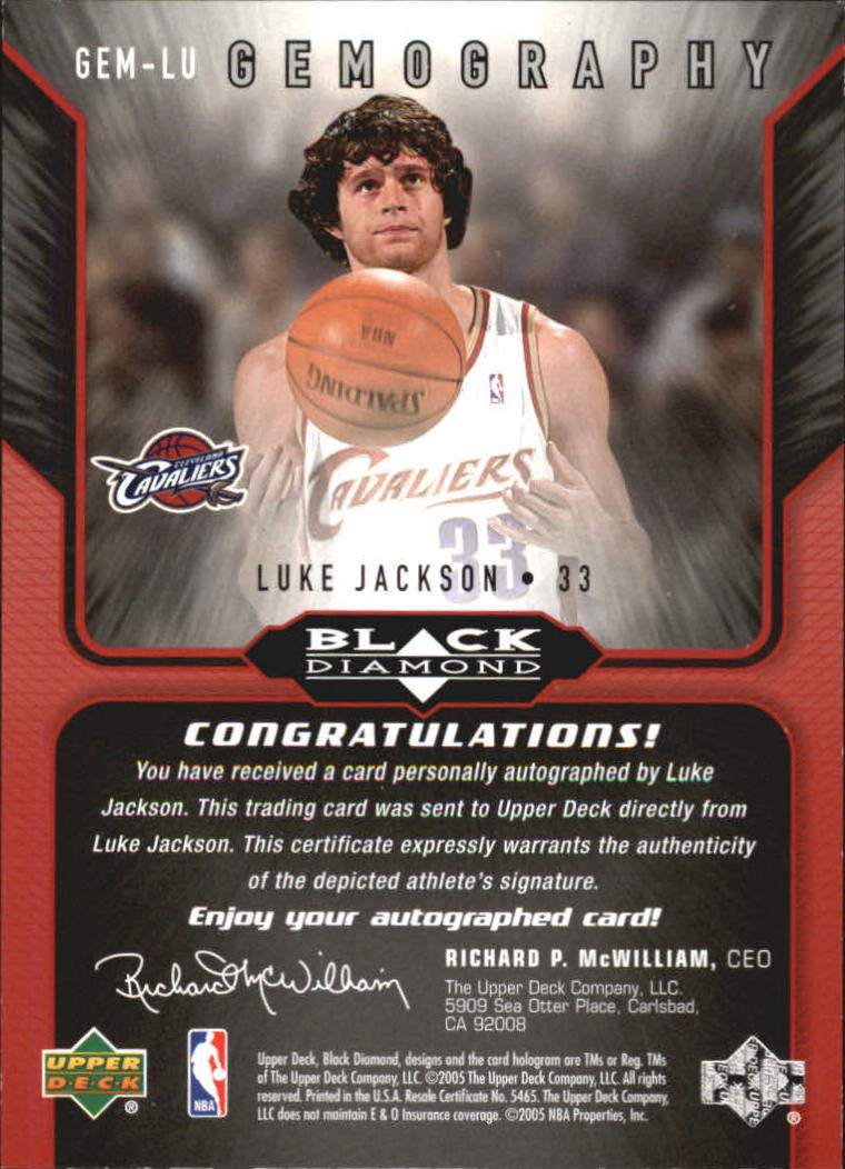 2004-05 Black Diamond GemoGRAPHy #LU Luke Jackson back image