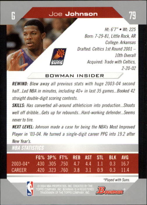 2004-05 Bowman #79 Joe Johnson back image
