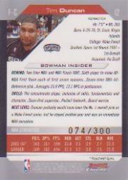 2004-05 Bowman Chrome Refractors #12 Tim Duncan back image