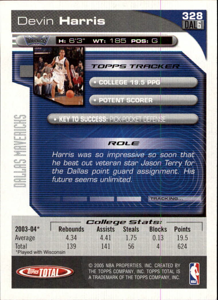 2004-05 Topps Total #328 Devin Harris RC back image