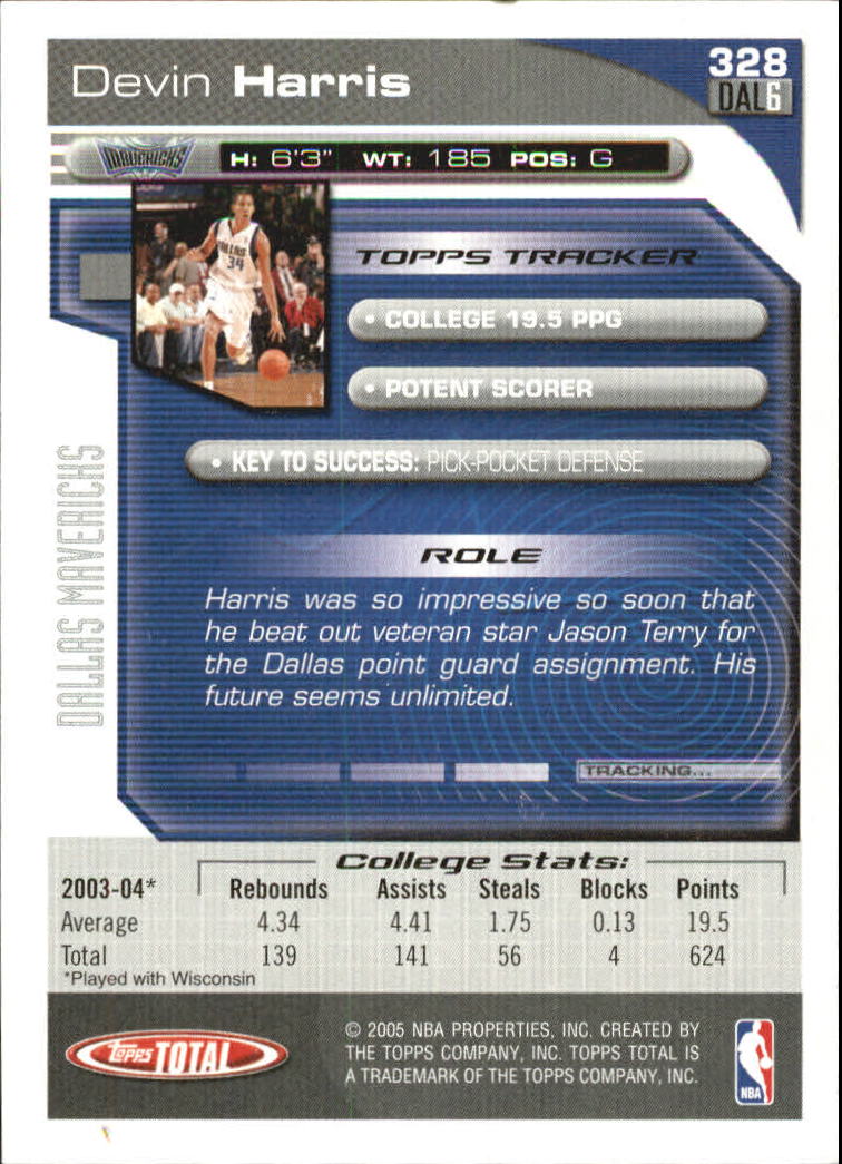 2004-05 Topps Total Silver #328 Devin Harris back image