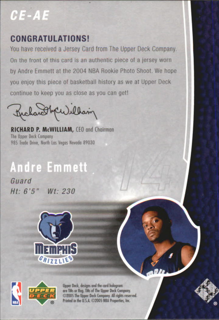 2004-05 Upper Deck Trilogy The Cutting Edge #AE Andre Emmett back image