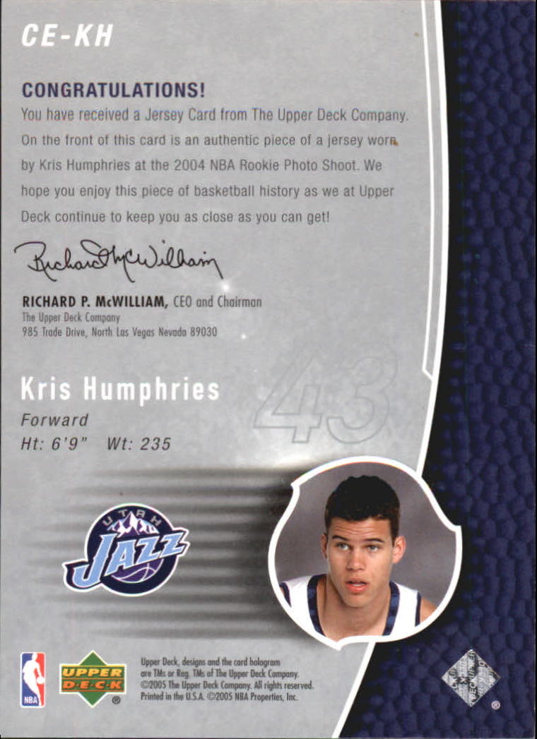2004-05 Upper Deck Trilogy The Cutting Edge #KH Kris Humphries back image