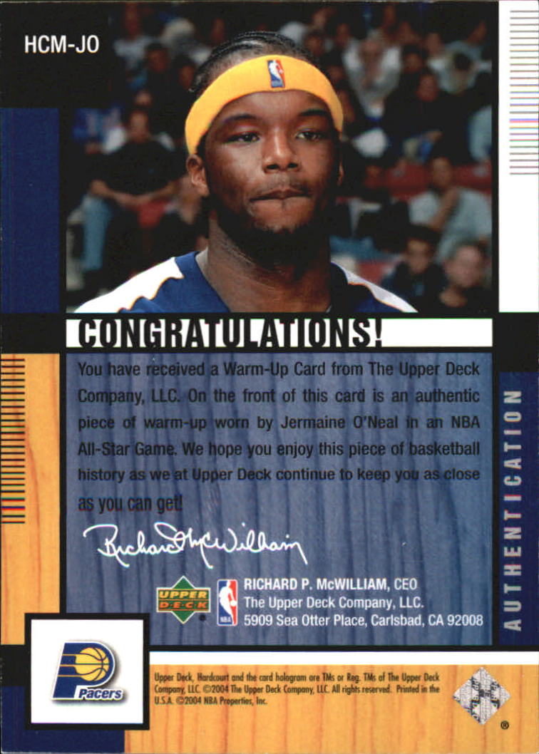 2004-05 Upper Deck Hardcourt Materials Combo #JO Jermaine O'Neal back image