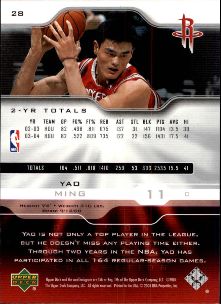2004-05 Upper Deck Pro Sigs #28 Yao Ming back image