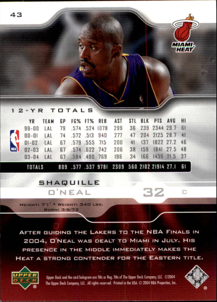 2004-05 Upper Deck Pro Sigs #43 Shaquille O'Neal back image