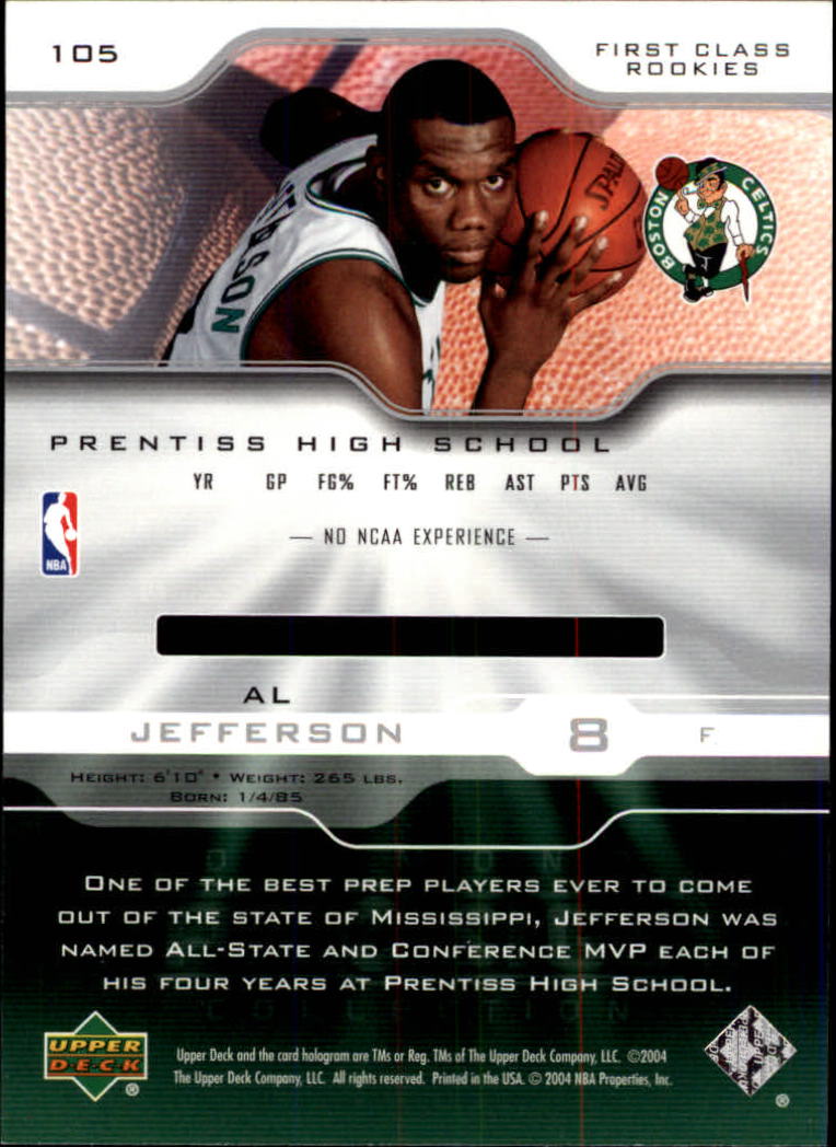 2004-05 Upper Deck Pro Sigs #105 Al Jefferson RC back image