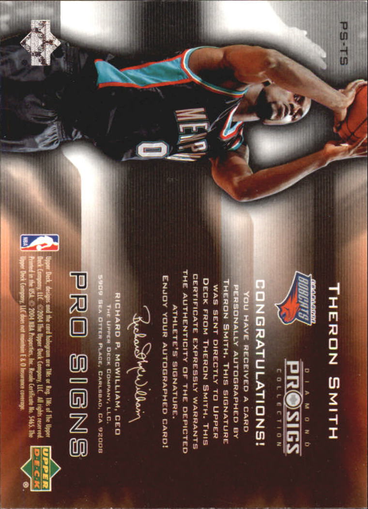 2004-05 Upper Deck Pro Sigs Pro Signs #TS Theron Smith