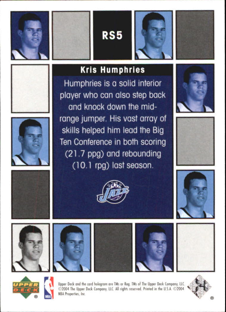 2004-05 Upper Deck Rookie Scrapbook #RS5 Kris Humphries back image