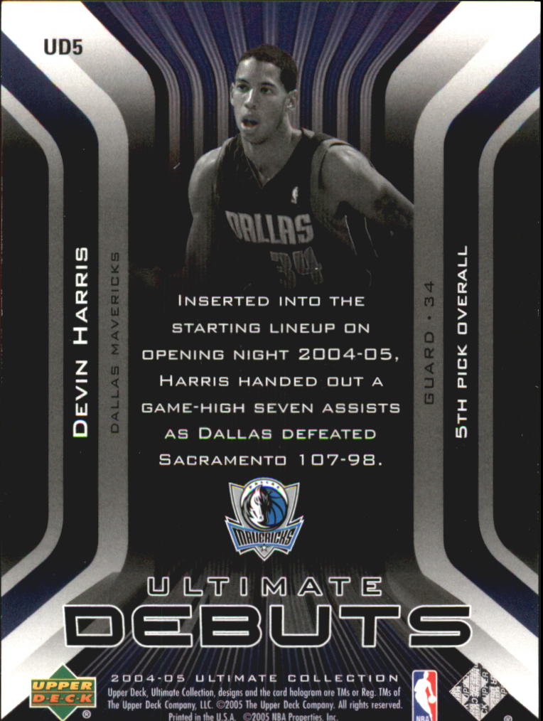 2004-05 Ultimate Collection Debuts #UD5 Devin Harris back image