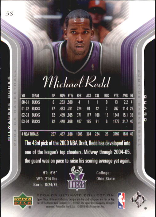2004-05 Ultimate Collection #58 Michael Redd back image
