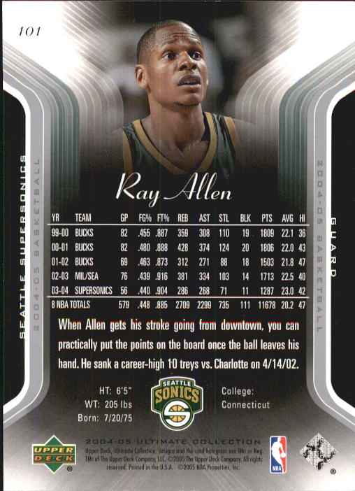 2004-05 Ultimate Collection #101 Ray Allen back image