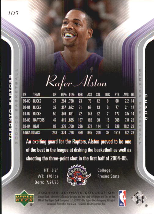 2004-05 Ultimate Collection #105 Rafer Alston back image