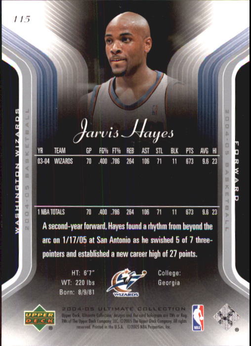 2004-05 Ultimate Collection #115 Jarvis Hayes back image