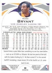 2004-05 Topps Chrome Refractors #8 Kobe Bryant back image