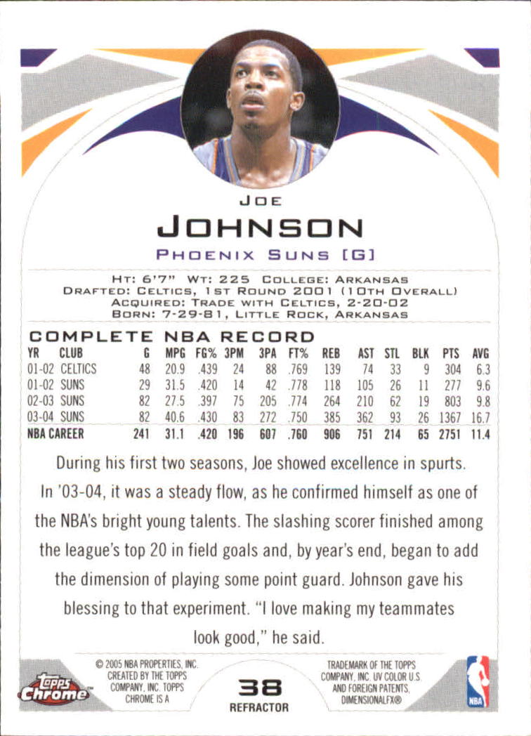 2004-05 Topps Chrome Refractors #38 Joe Johnson back image
