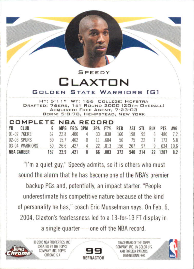 2004-05 Topps Chrome Refractors #99 Speedy Claxton back image