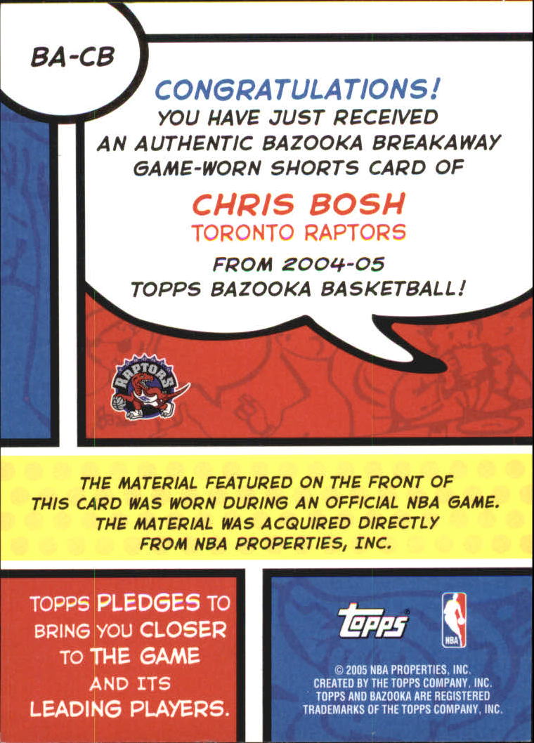 2004-05 Bazooka Breakaway #CB Chris Bosh B back image