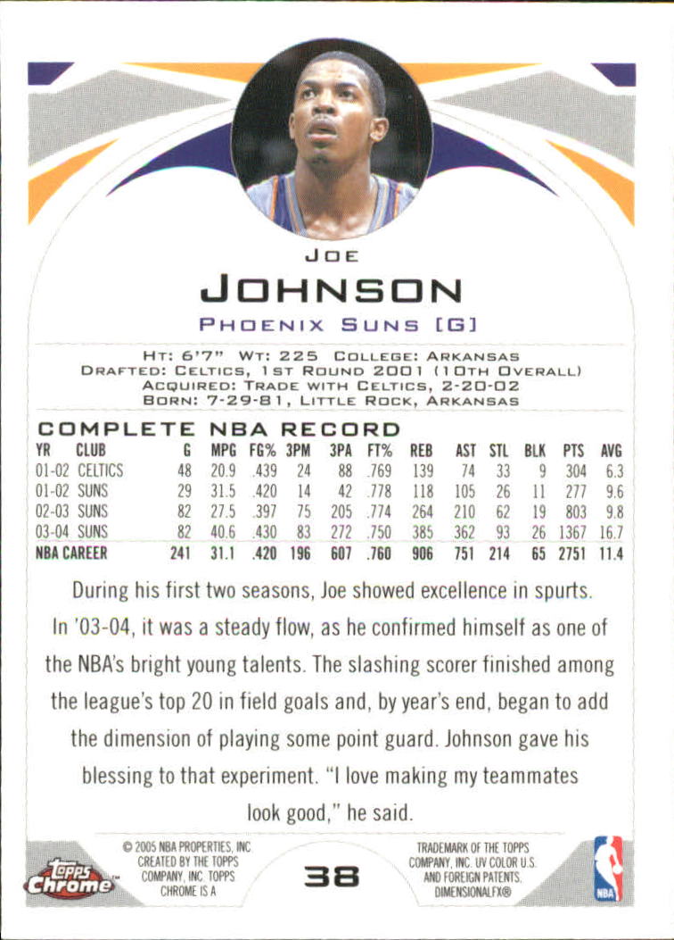 2004-05 Topps Chrome #38 Joe Johnson back image