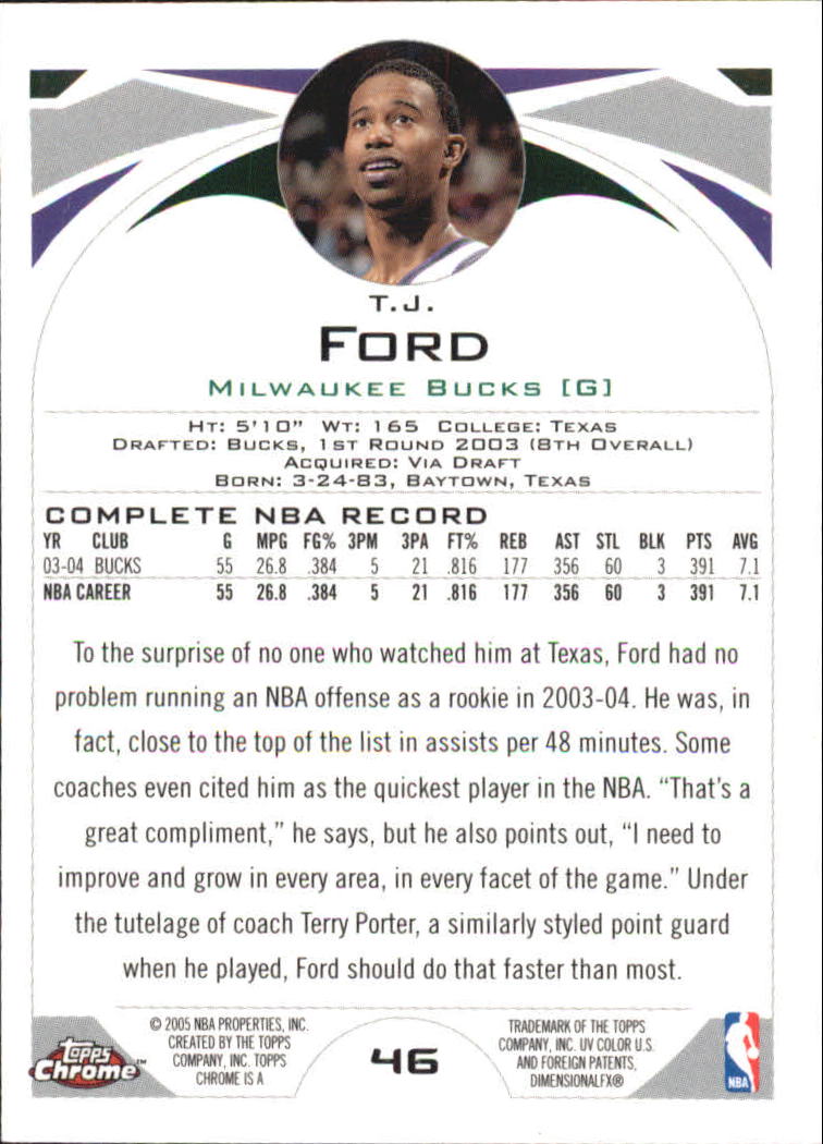 2004-05 Topps Chrome #46 T.J. Ford back image