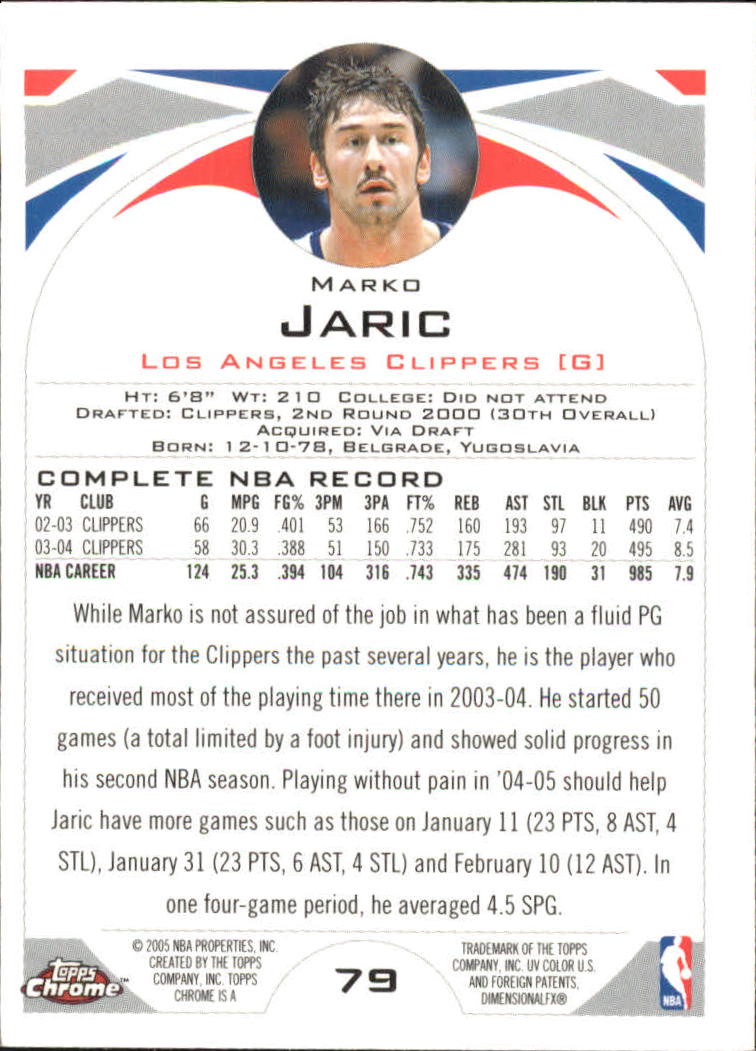 2004-05 Topps Chrome #79 Marko Jaric back image