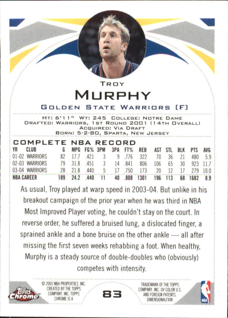 2004-05 Topps Chrome #83 Troy Murphy back image