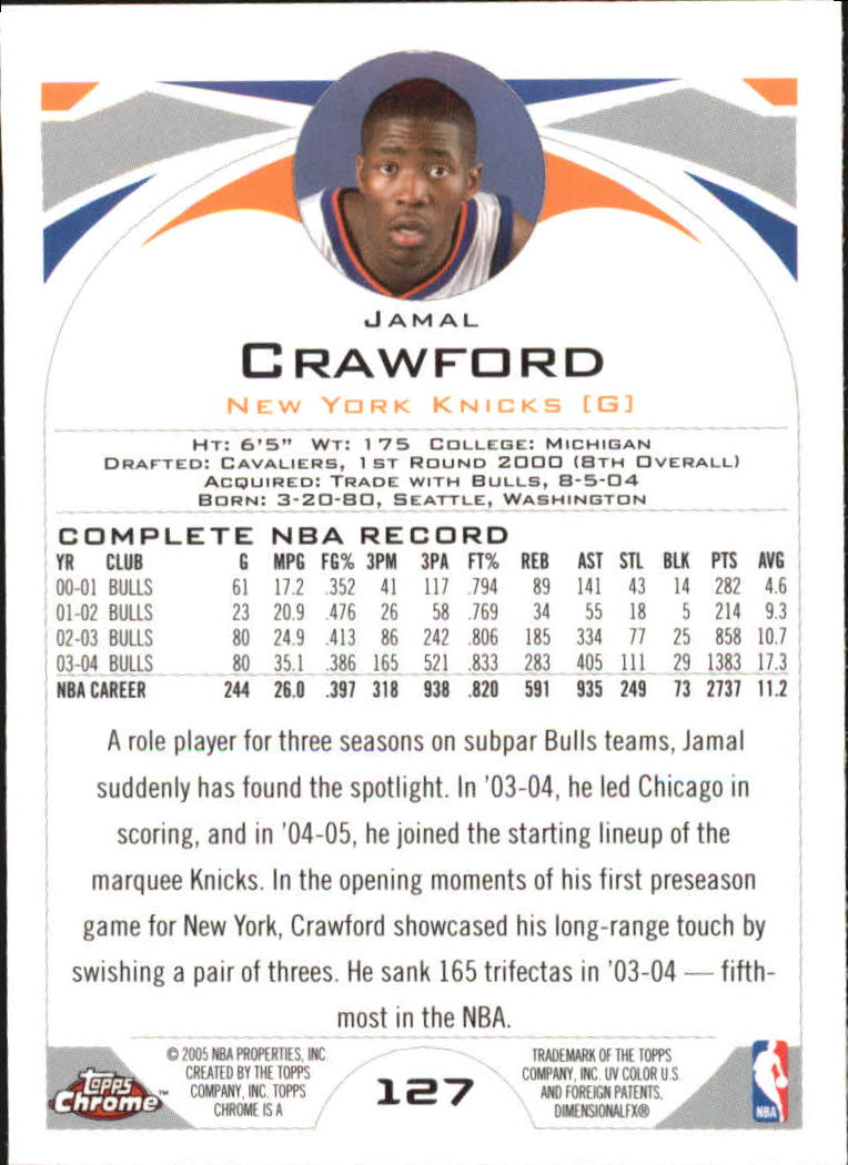 2004-05 Topps Chrome #127 Jamal Crawford back image