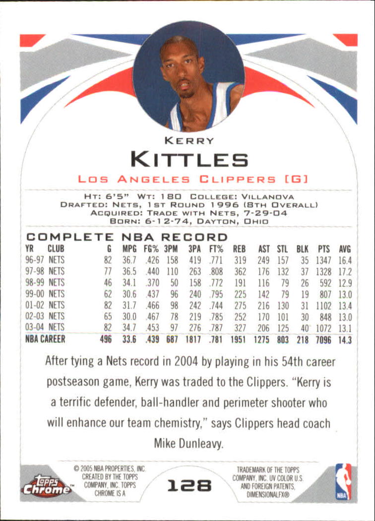 2004-05 Topps Chrome #128 Kerry Kittles back image