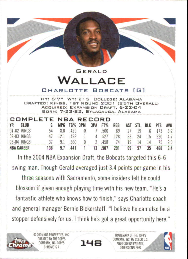 2004-05 Topps Chrome #148 Gerald Wallace back image