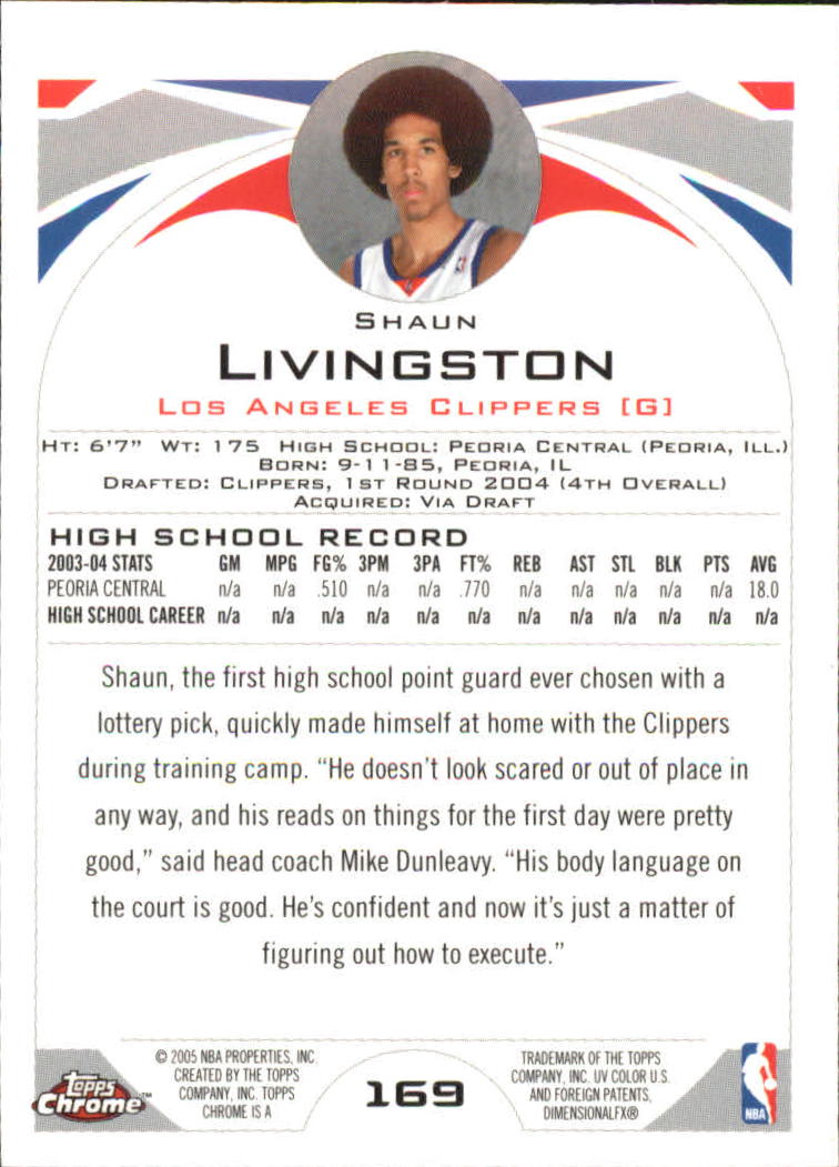 2004-05 Topps Chrome #169 Shaun Livingston RC back image