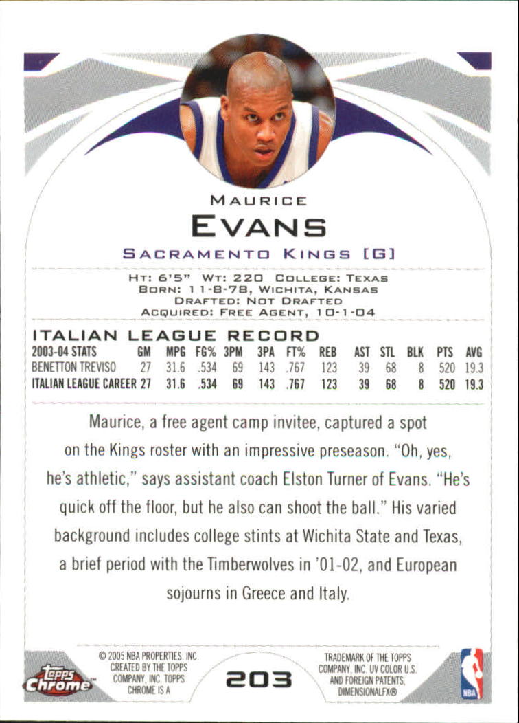 2004-05 Topps Chrome #203 Maurice Evans RC back image
