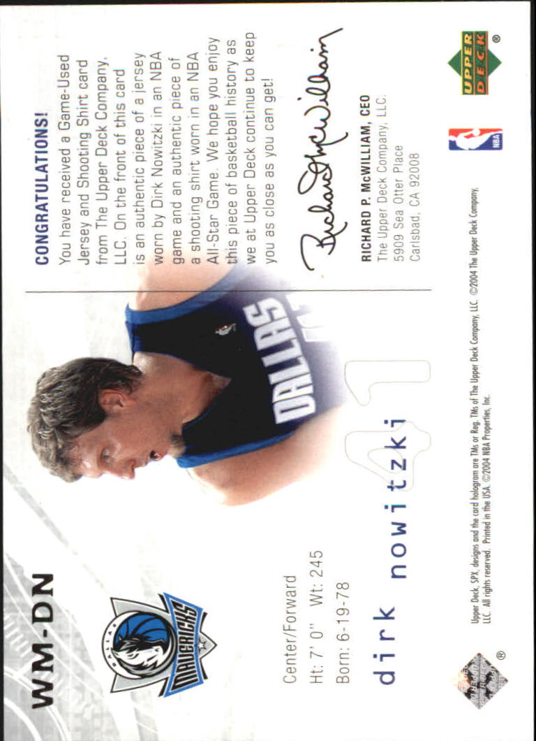 2004-05 SPx Winning Materials #DN Dirk Nowitzki back image