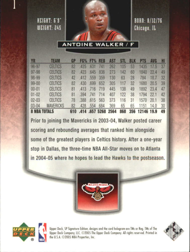 2004-05 SP Signature Edition #1 Antoine Walker back image