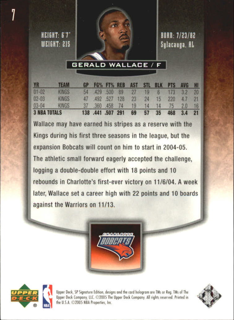 2004-05 SP Signature Edition #7 Gerald Wallace back image
