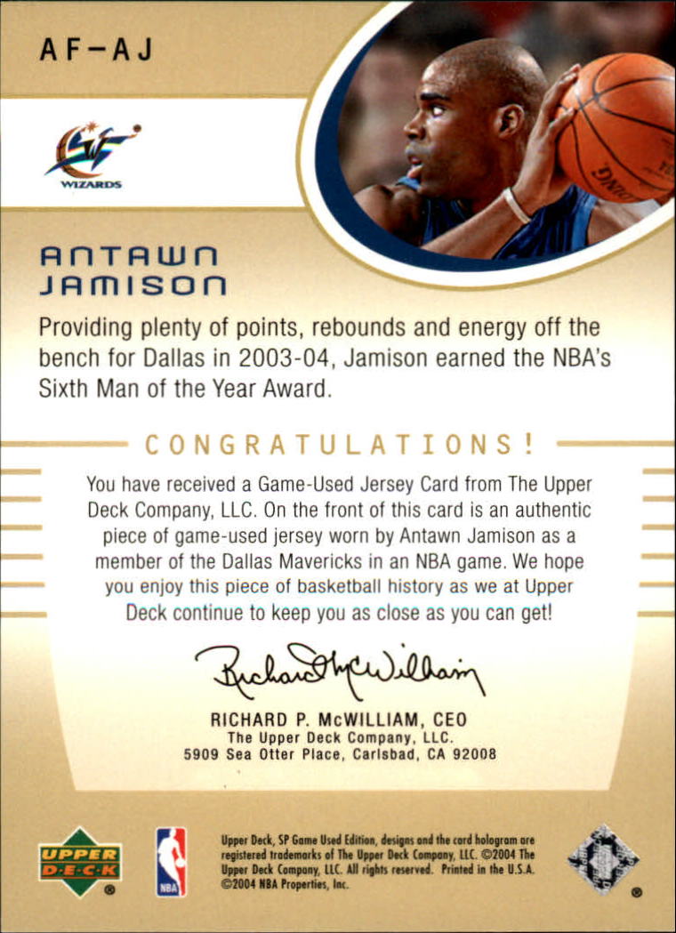2004-05 SP Game Used Authentic Fabrics #AJ Antawn Jamison back image