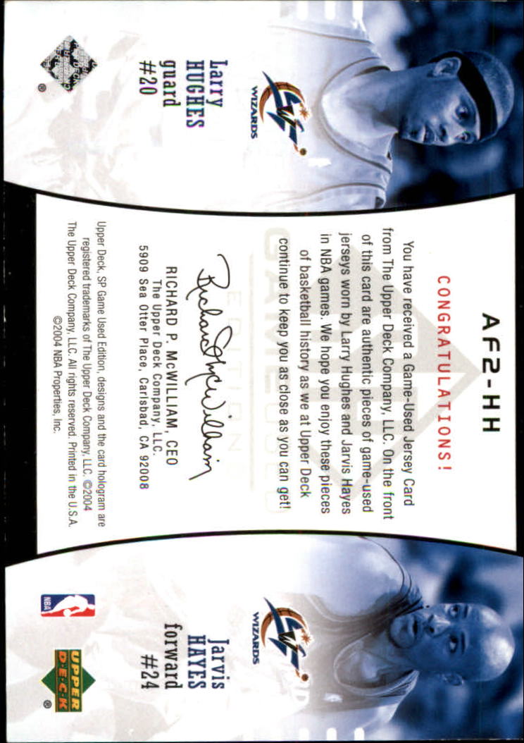 2004-05 SP Game Used Authentic Fabrics Dual #HH L.Hughes/J.Hayes