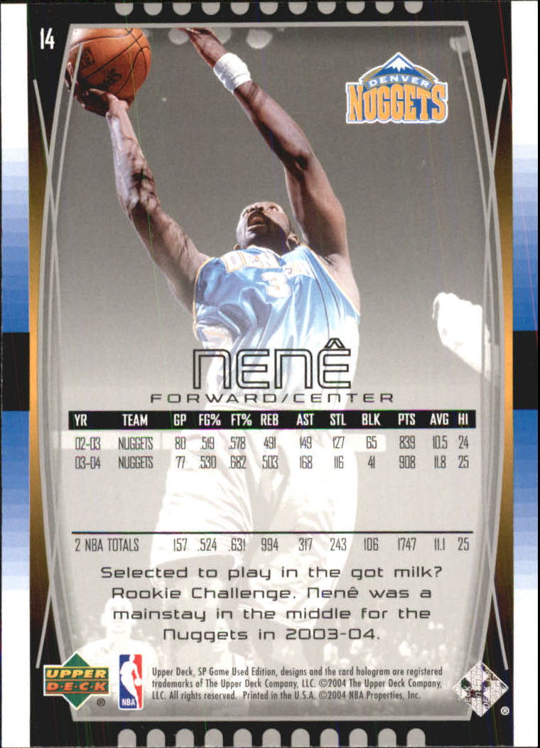 2004-05 SP Game Used #14 Nene back image