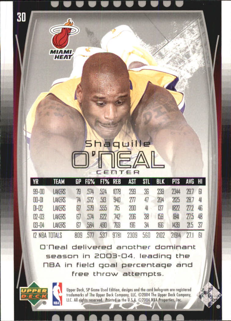 2004-05 SP Game Used #30 Shaquille O'Neal back image