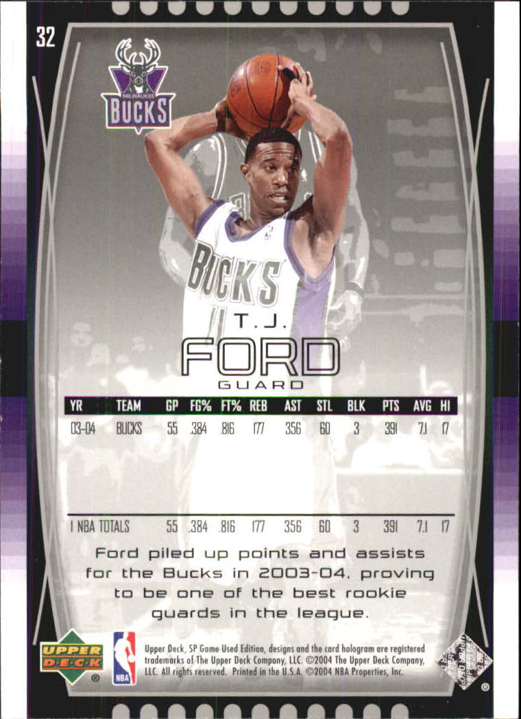 2004-05 SP Game Used #32 T.J. Ford back image