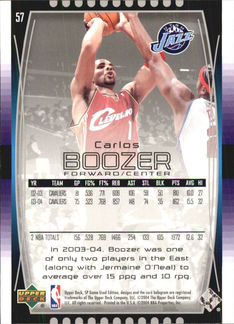 2004-05 SP Game Used #57 Carlos Boozer back image