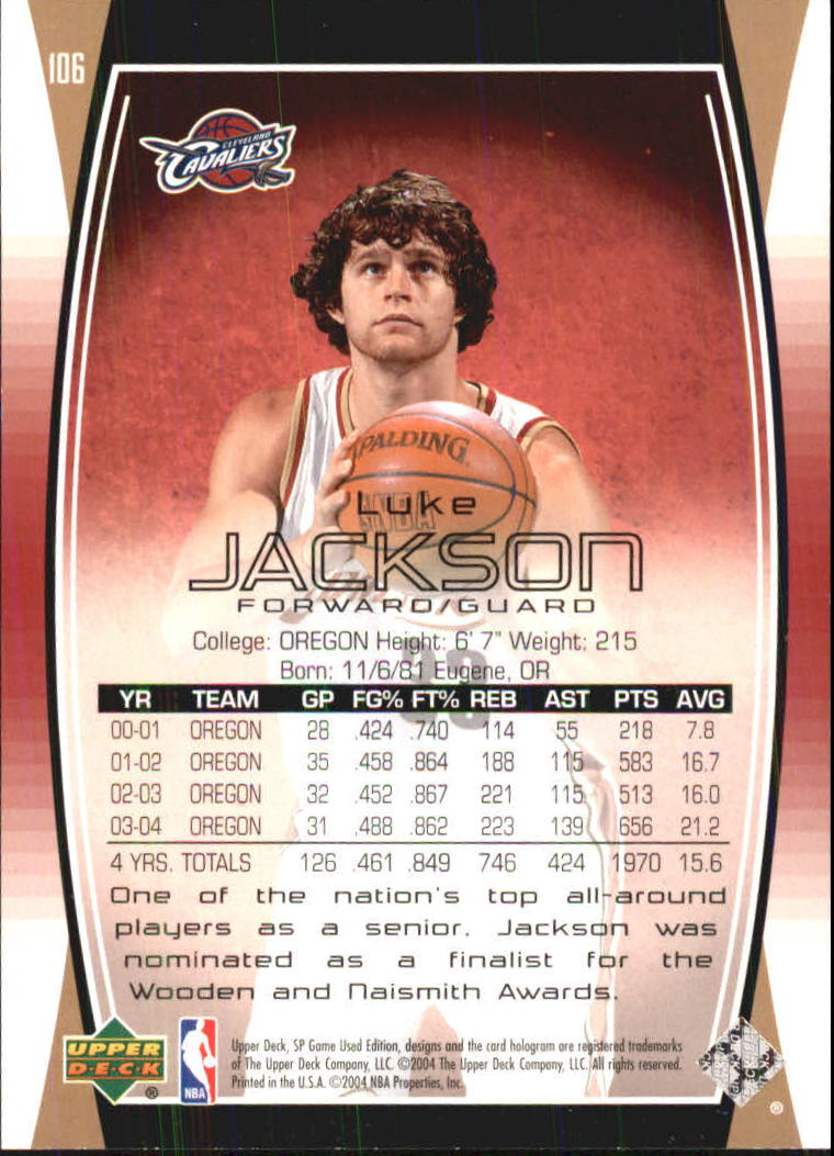 2004-05 SP Game Used #106 Luke Jackson RC back image