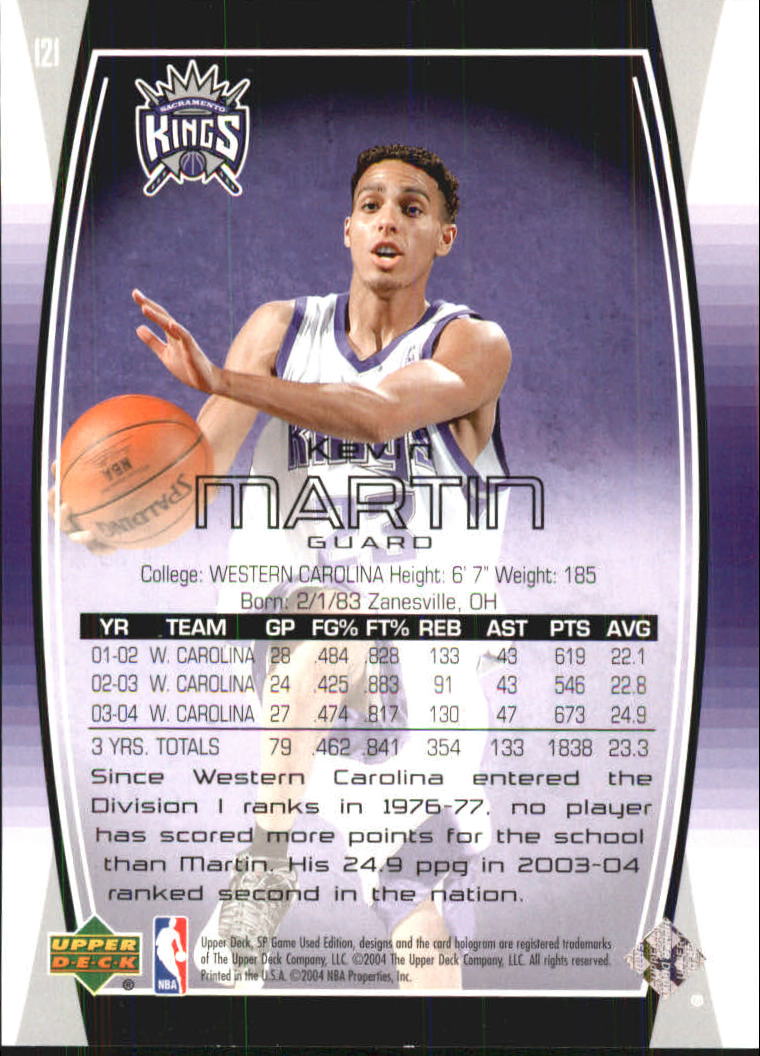 2004-05 SP Game Used #121 Kevin Martin RC back image