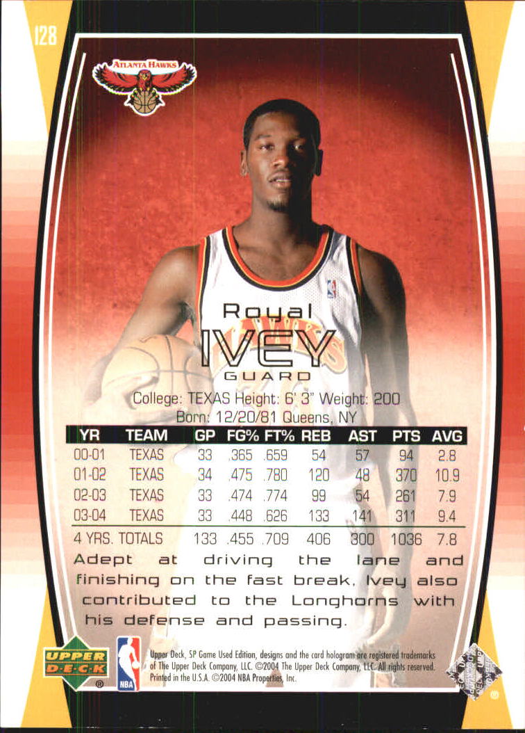 2004-05 SP Game Used #128 Royal Ivey RC back image