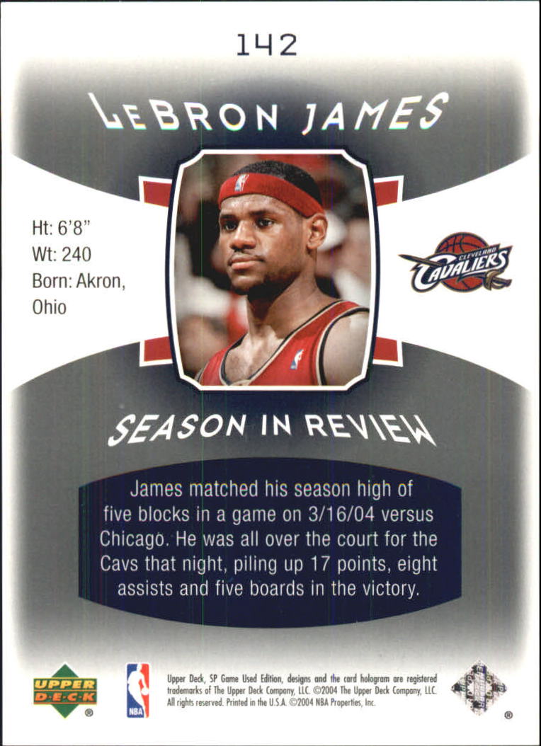 2004-05 SP Game Used #142 LeBron James SIR back image