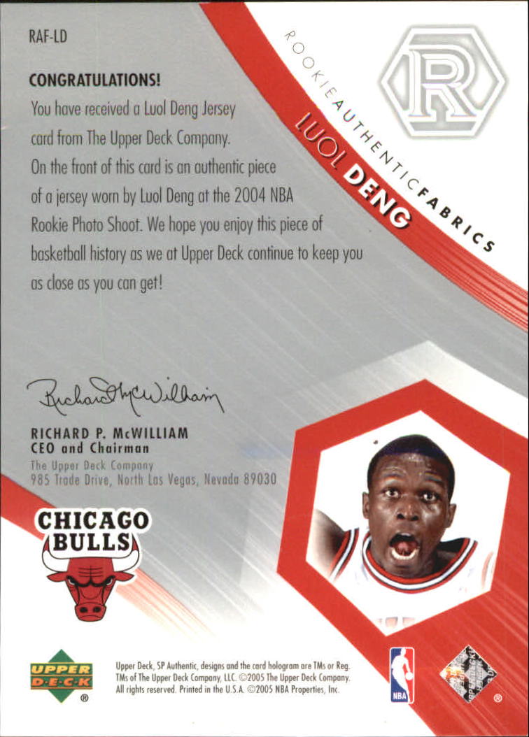 2004-05 SP Authentic Fabrics Rookies #LD Luol Deng back image