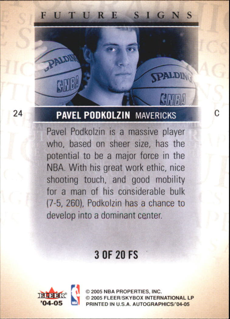 2004-05 SkyBox Autographics Future Signs #3 Pavel Podkolzin back image